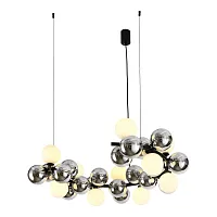 Люстра подвесная Honolulu LSP-6068 Lussole белая на 11 ламп, основание чёрное в стиле современный молекула шар Люстра подвесная Honolulu LSP-6068 Lussole белая на 11 ламп, основание чёрное в стиле современный молекула шар
