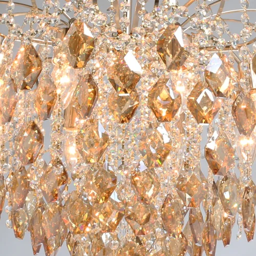 Люстра подвесная Бриз 111014608 DeMarkt прозрачная янтарная на 8 ламп, основание золотое в стиле классический  фото 12