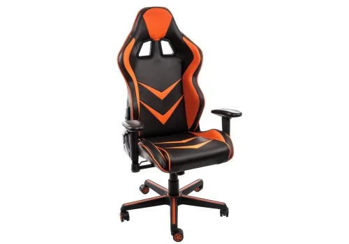 Кресло игровое Racer черное / оранжевое 1855 Woodville, оранжевый/искусственная кожа, ножки/пластик/чёрный, размеры - *1280***700*570 фото 2