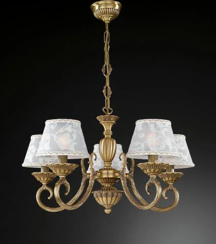 Люстра подвесная  L 8270/5 Reccagni Angelo белая на 5 ламп, основание античное бронза в стиле классический 