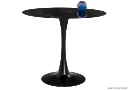 Стеклянный стол Tulip 90 black glass 15770 Woodville столешница чёрная из стекло