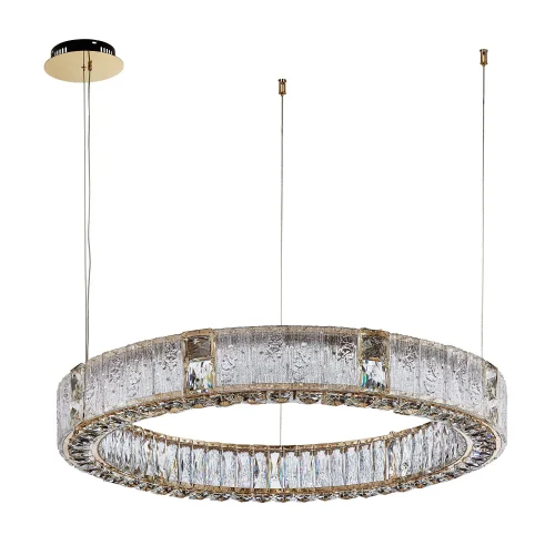 Люстра подвесная LED Templum 4204-8P Favourite бежевая янтарная на 1 лампа, основание матовое золото в стиле классический кольца фото 2