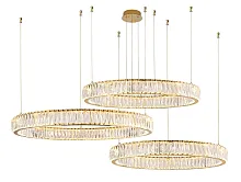 Люстра подвесная LED Madison 0907CL-190GD Milosh Tendence прозрачная на 1 лампа, основание золотое в стиле современный кольца