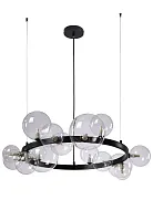 Люстра подвесная AGATA SP15 V2 BLACK/TRANSPARENTE Crystal Lux прозрачная на 15 ламп, основание чёрное в стиле современный молекула шар Люстра подвесная AGATA SP15 V2 BLACK/TRANSPARENTE Crystal Lux прозрачная на 15 ламп, основание чёрное в стиле современный молекула шар