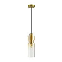 Светильник подвесной Scrow 5057/1A Odeon Light янтарный 1 лампа, основание чёрное в стиле современный трубочки
