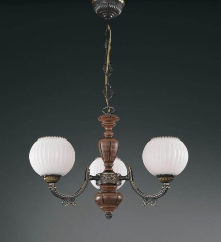 Люстра подвесная  L 8950/3 Reccagni Angelo белая на 3 лампы, основание коричневое бронзовое в стиле классический 
