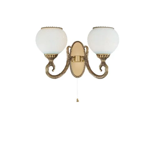 Бра с выключателем A 8450/2  Reccagni Angelo белый на 2 лампы, основание античное бронза в стиле классический 