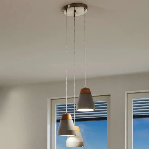 Светильник подвесной лофт TAREGA 95526 Eglo коричневый 3 лампы, основание серое в стиле лофт  фото 2
