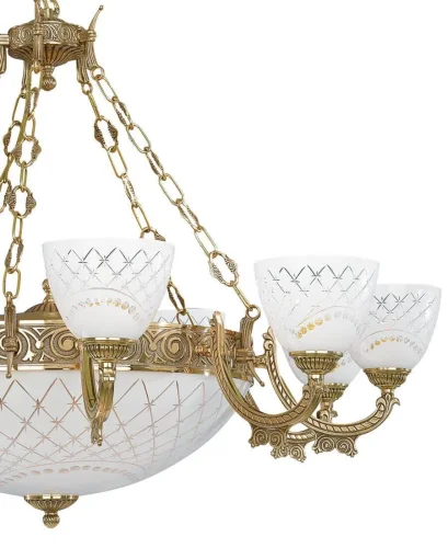 Люстра подвесная  L 7152/10+4 Reccagni Angelo белая на 14 ламп, основание золотое в стиле классический  фото 3