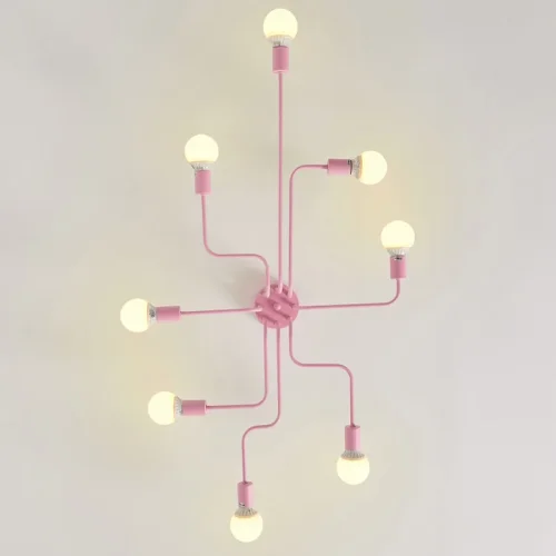 Люстра потолочная SCHEME PINK 102025-26 ImperiumLoft розовая на 8 ламп, основание розовое в стиле современный  фото 3