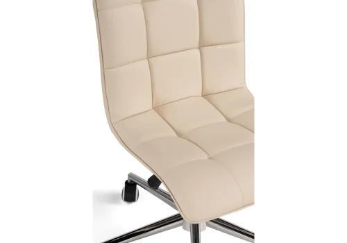Компьютерное кресло Квадро экокожа бежевая / хром 539655 Woodville, бежевый/искусственная кожа, ножки/металл/хром, размеры - *960***420*570 фото 7