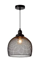 Светильник подвесной лофт MESH 43404/28/30 Lucide чёрный 1 лампа, основание чёрное в стиле лофт 