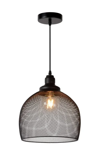Светильник подвесной лофт MESH 43404/28/30 Lucide чёрный 1 лампа, основание чёрное в стиле лофт 