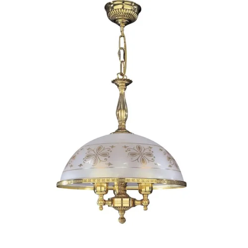 Люстра подвесная  L 6102/38 Reccagni Angelo белая прозрачная на 3 лампы, основание золотое в стиле классический 
