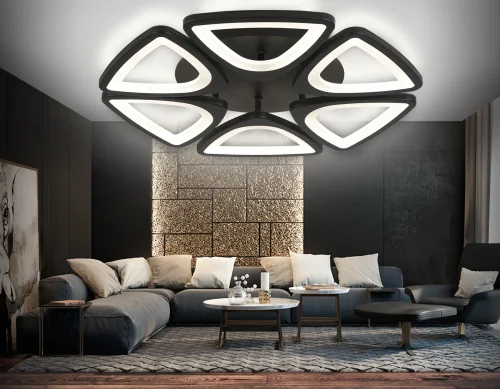 Люстра потолочная LED с пультом FA4495 Ambrella light чёрная на 1 лампа, основание чёрное в стиле современный хай-тек с пультом фото 3
