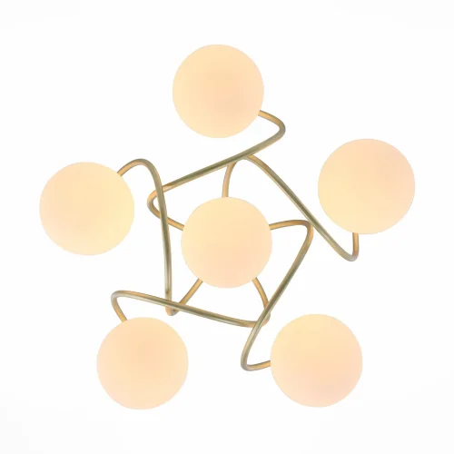 Люстра потолочная Acini SL711.202.06 Evoluce белая на 6 ламп, основание золотое в стиле современный шар фото 2