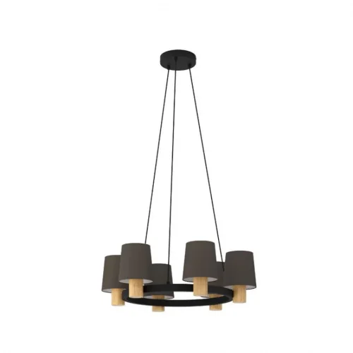 Люстра подвесная Edale 43781 Eglo коричневая на 6 ламп, основание чёрное в стиле современный кантри 