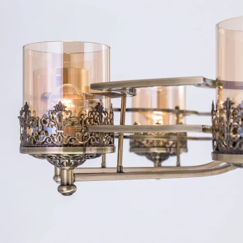 Люстра подвесная Ориент CL464183 Citilux прозрачная янтарная на 8 ламп, основание бронзовое в стиле классический  фото 4