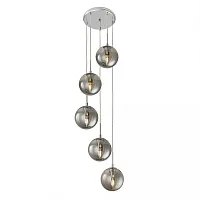 Светильник подвесной Томми CL102050 Citilux серый 5 ламп, основание хром в стиле современный шар