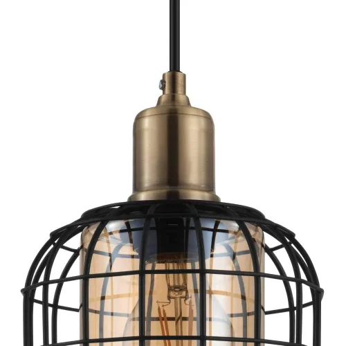 Светильник подвесной Chisle 43527 Eglo чёрный янтарный 1 лампа, основание чёрное в стиле лофт кантри  фото 3