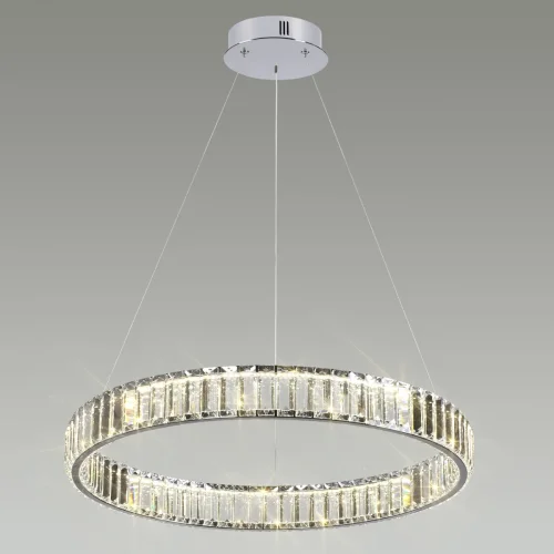 Люстра подвесная LED Vekia 4930/36L Odeon Light прозрачная на 1 лампа, основание хром в стиле современный кольца фото 6