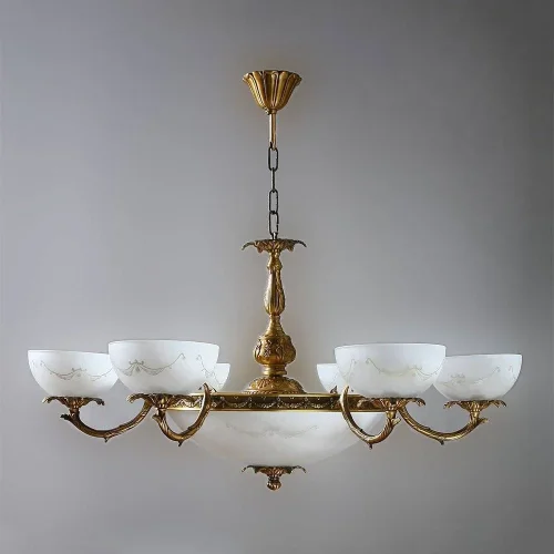 Люстра подвесная  MERIDA 0848/6 AB AMBIENTE by BRIZZI белая на 12 ламп, основание бронзовое в стиле классический 