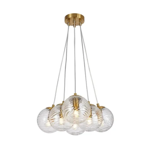 Люстра подвесная Elica 4056-6P Favourite прозрачная на 6 ламп, основание латунь в стиле современный шар