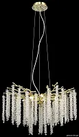 Люстра подвесная 185-303-08 Velante прозрачная на 8 ламп, основание золотое в стиле современный классический ветви
