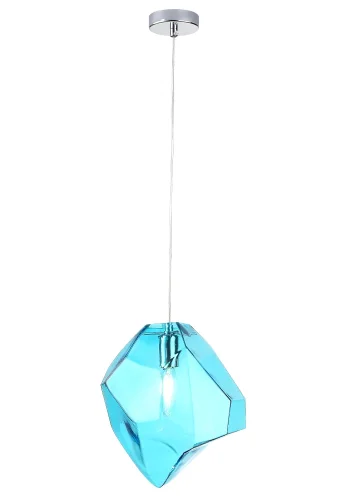 Светильник подвесной NUESTRO SP1 CHROME/BLUE Crystal Lux синий 1 лампа, основание хром в стиле современный выдувное