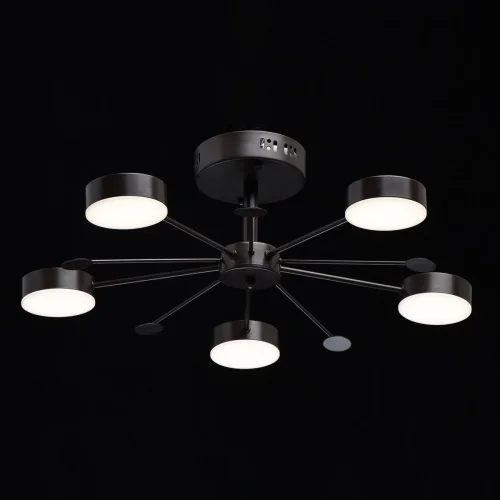 Люстра потолочная LED с пультом Гэлэкси 632016705 DeMarkt коричневая на 5 ламп, основание коричневое в стиле хай-тек с пультом фото 2