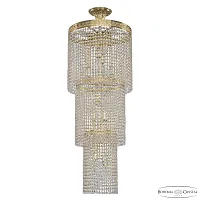 Люстра каскадная хрустальная 83301/40IV-100 G Bohemia Ivele Crystal прозрачная на 14 ламп, основание золотое в стиле современный классический r