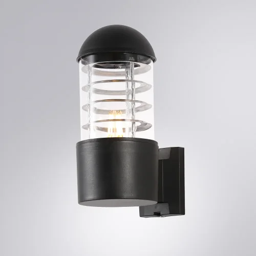 Настенный светильник Coppia A5217AL-1BK Arte Lamp уличный IP44 чёрный 1 лампа, плафон прозрачный в стиле современный E27 фото 3