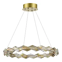Люстра подвесная LED Diamanta SL6009.203.01 ST-Luce прозрачная янтарная на 1 лампа, основание хром в стиле современный кольца
