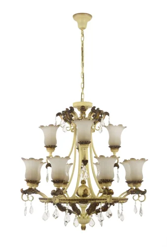 Люстра подвесная Gradara E 1.1.12.300 CA Dio D'Arte белая на 12 ламп, основание жёлтое золотое в стиле классический 