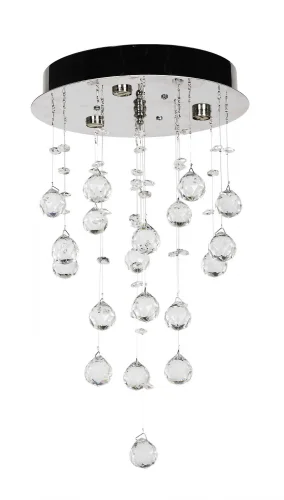 Люстра хрустальная потолочная Tesoro H 1.4.25.400 N Dio D'Arte прозрачная без плафона на 3 лампы, основание серое никель в стиле классический 