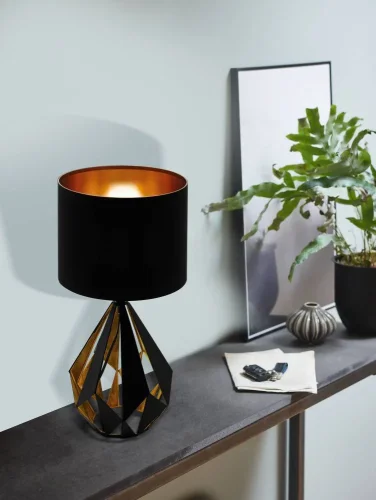 Настольная лампа Carlton 43077 Eglo чёрная 1 лампа, основание чёрное металл в стиле арт-деко  фото 2