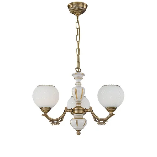 Люстра подвесная  L 8655/3 Reccagni Angelo белая на 3 лампы, основание античное бронза в стиле кантри классический 