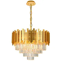 Люстра подвесная VERTIGO 81440/8C GOLD Natali Kovaltseva прозрачная золотая на 8 ламп, основание золотое в стиле классика 