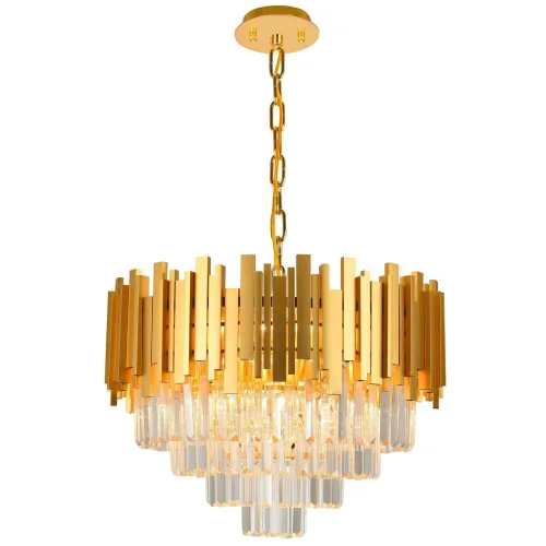 Люстра подвесная VERTIGO 81440/8C GOLD Natali Kovaltseva золотая прозрачная на 8 ламп, основание золотое в стиле классический 
