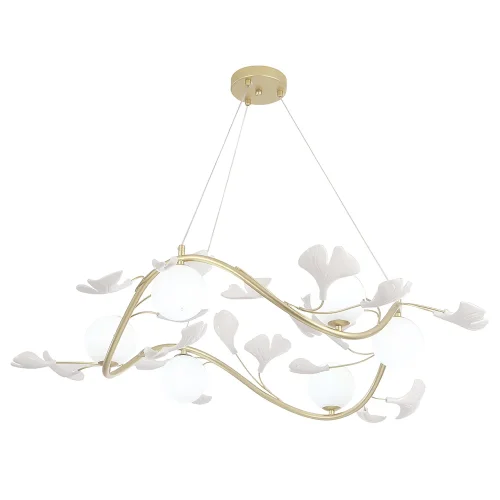 Люстра подвесная COLIBRI SP6 GOLD Crystal Lux белая на 6 ламп, основание золотое в стиле флористика шар фото 3