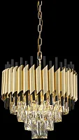 Люстра подвесная Cartuccia WE138.09.403 Wertmark прозрачная золотая на 9 ламп, основание золотое в стиле модерн 