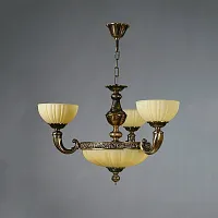 Люстра подвесная  LUGO 8539/3 PB AMBIENTE by BRIZZI бежевая на 6 ламп, основание бронзовое в стиле классический 