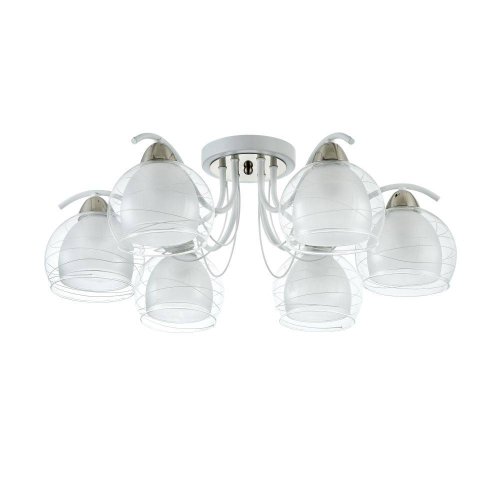 Люстра потолочная Nikki FR5052-CL-06-W Freya прозрачная белая на 6 ламп, основание белое в стиле классический 