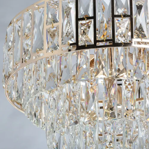 Люстра подвесная Бриз 111014108 DeMarkt прозрачная на 8 ламп, основание золотое в стиле классический  фото 4