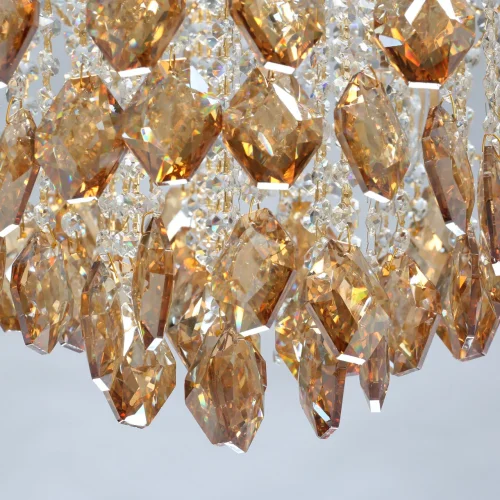 Люстра подвесная Бриз 111014608 DeMarkt прозрачная янтарная на 8 ламп, основание золотое в стиле классический  фото 13