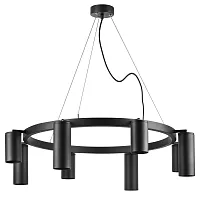 Люстра подвесная Rullo LR018374874 Lightstar чёрная на 8 ламп, основание чёрное в стиле хай-тек 