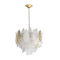 Люстра подвесная Lace 5052/8 Odeon Light золотая прозрачная белая на 8 ламп, основание золотое в стиле современный флористика 