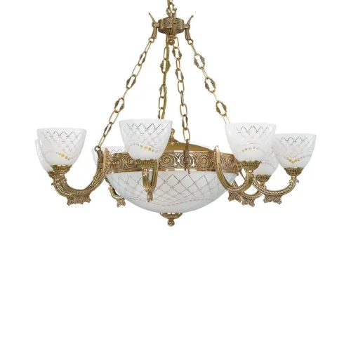 Люстра подвесная  L 7152/8+3 Reccagni Angelo белая на 11 ламп, основание золотое в стиле классический  фото 2