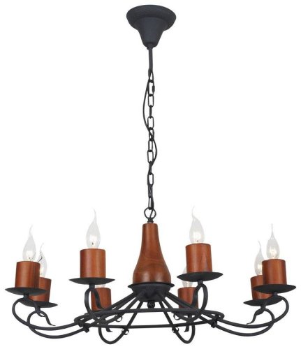 Люстра подвесная  590-703-08 Velante без плафона на 8 ламп, основание чёрное коричневое в стиле кантри 