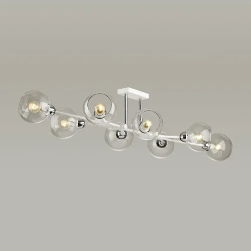 Люстра потолочная Alana 4517/8C Lumion прозрачная на 8 ламп, основание белое в стиле минимализм шар фото 3